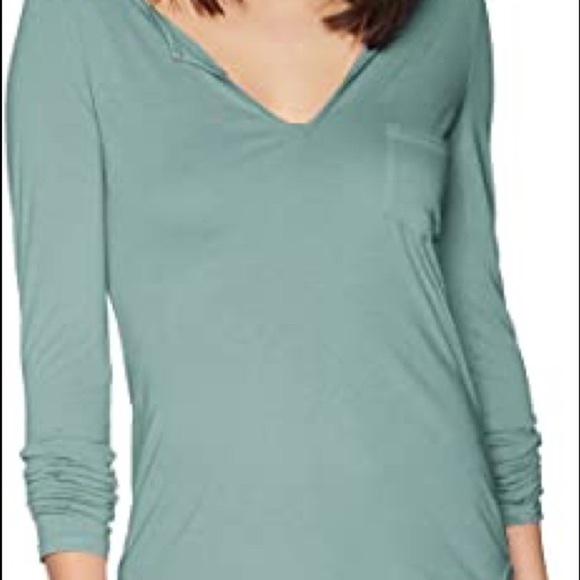 LA MADE Henley Pocket Tee/Top With Long Sleeves & V Cut Mint Green Size Small - Picture 1 of 9